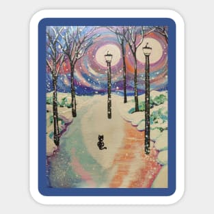 Stray cat in winter Sticker